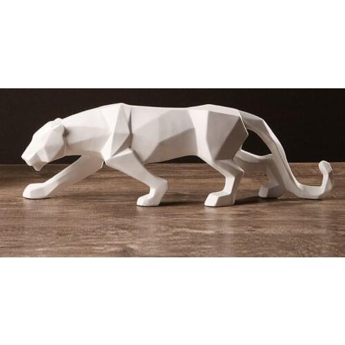 Modern Abstract White/Gold Panther Sculpture Geometric Resin Leopard Statue Decor Gift Craft Ornament Accessories Furnishing