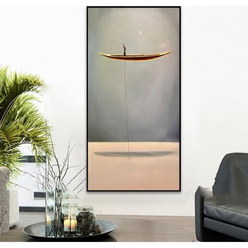 Modern Abstract Art Boating Entrance Decoration Painting Wall Pictures for Living Room Aisle Mood Zen Poster Canvas Painting