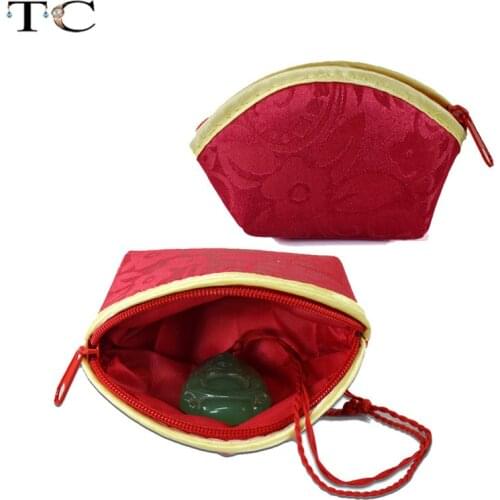 Zipper Bag for Jewellery Red Color Jewelry Storage Packaging Gift Bags Organizer Case Purse Wedding 10*6*4cm