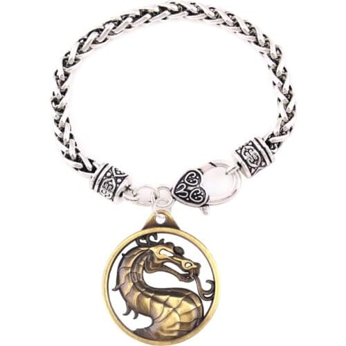 Vintage Dragon Charm Pendant Movie Bracelet Fighting Games Mortal Kombat Beacelet