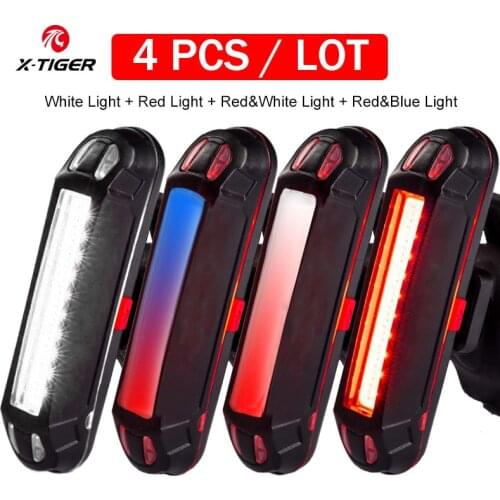 X-Tiger Bike Rear Light Waterproof Rear Tail Light LED Bright Warning Light IPX-5 Waterproof USB Rechargeable Bicycle Taillight