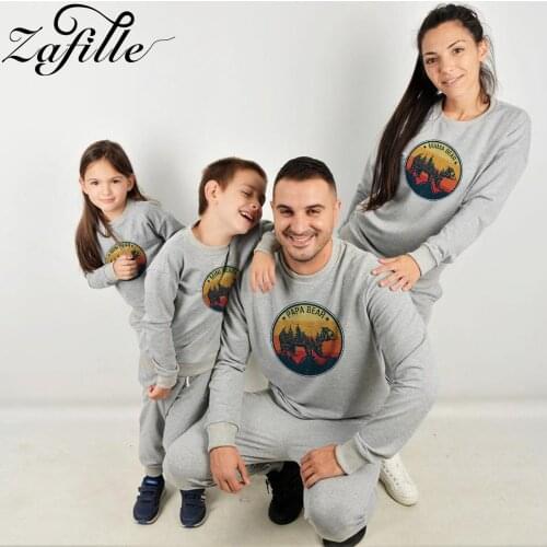 ZAFILLE Family Look Mother and Daughter Clothes Dinosaur Bear Pullover Family Sweatshirts Mother Kids Family Matching Clothes