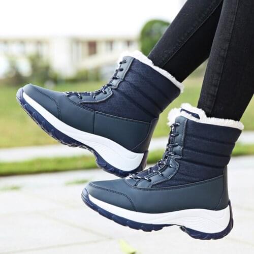 Women Boots Waterproof Winter Shoes Women Snow Boots Platform Keep Warm Ankle Winter Boots With Thick Fur Heels Botas Mujer 2019