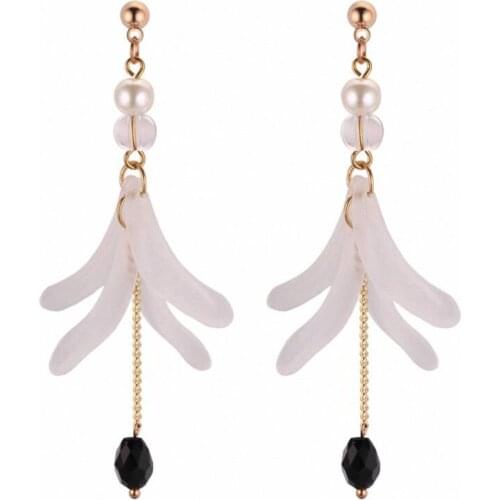 TONGKWOK Bohemia Exaggeration Dangle Earrings For Women Silk Thread Tassel Ball Pearl Petal Long Chandelier Earrings #131997