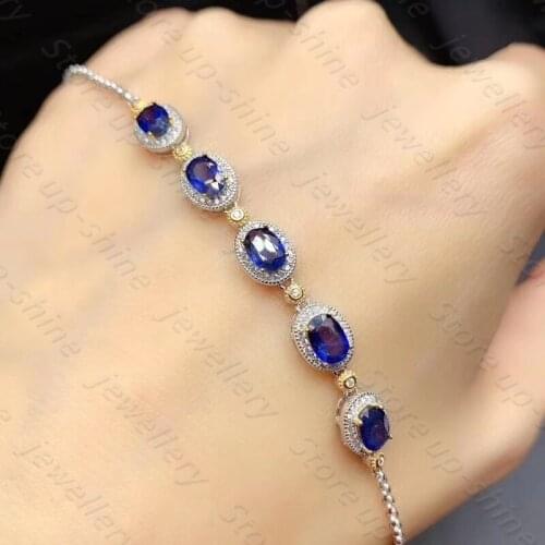 New Natural sapphire Bracelet 925 Silver Ladies Bracelet Luxury Elegant Fashion Trend