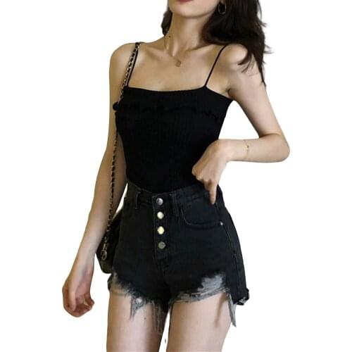 2020 4 Colors Fashion Women Summer Sleeveless Camis Solid Slim Fitting Ruffles Holiday Beach Tanks Tops Camisole Sun-Tops Vests