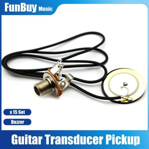 15pcs Guitar Transducer Buzzer Guitar Pickup Transducer Prewired with 6.35mm Output for Acoustic Guitar Ukulele Cigar Box Guitar