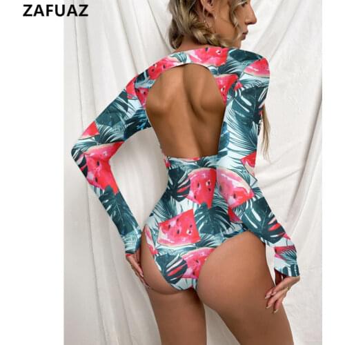 2020 Sport One Piece Swimsuit Long Sleeve Swimwear Women Bathing Suit Retro Print Floral One-piece Swim Suits Surfing Beach Wear