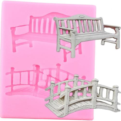3D Craft Bench Bridge Silicone Molds Fondant Cake Decorating Tools DIY Cake Baking Candy Clay Chocolate Gumpaste Mould