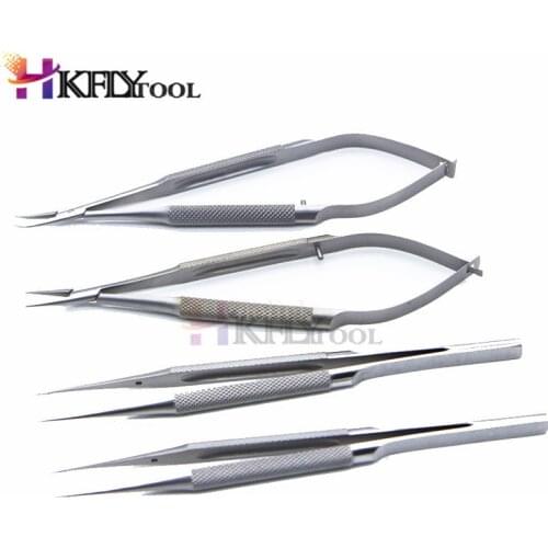 4pcs/set ophthalmic microsurgical instruments 12.5cm scissors+Needle holders +tweezers stainless steel surgical tool