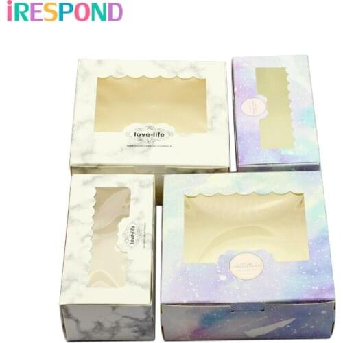 50pcs Candy Box Wedding Gift Clear Window Cupcake Packing Gift Boxes Wedding Favor Favor Cookie Birthday Party White Pink Marble