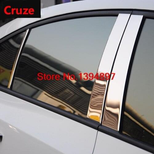 Angelguoguo 8 pcs/lot Car Stainless Steel B+C column decorative sticker/ middle column sticker fit for chevrolet Cruze sedan