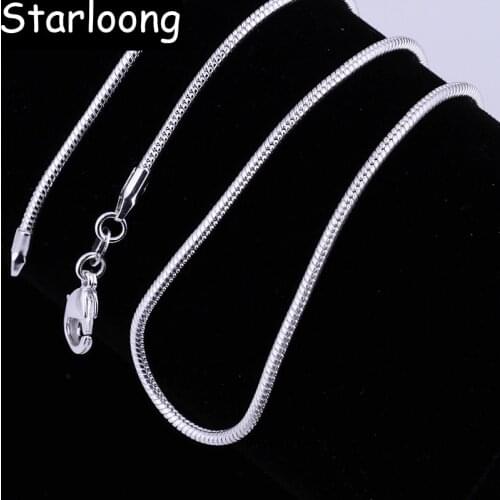 2mm (16" 18" 20" 22" 24inch) 925 silver plated Snake Chain Lobster Clasp Necklace Jewelry Findings Retail Wholesale
