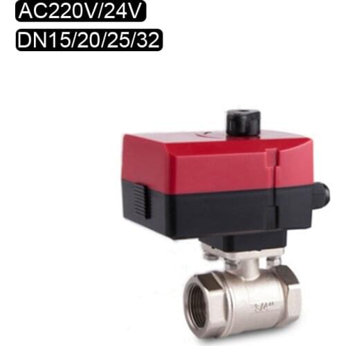 2 Way Electric Valve Three-wire Two Control Brass Motorized Ball Valve AC220V/24V DN15/20/25/32 Manually And Automatically