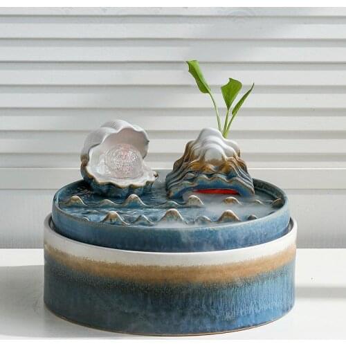 European Flowing Water Ornaments Living Room Home Office Lucky Transfer Ball Rockery Flowing Water Ceramic Decoration With Usb