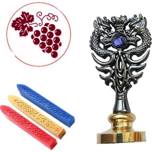 Signature Custom Wax Seal Stamp Kit Grape picture Metal Dragon Handle Gift Vintage Package Wedding Invitations Seal Stamp