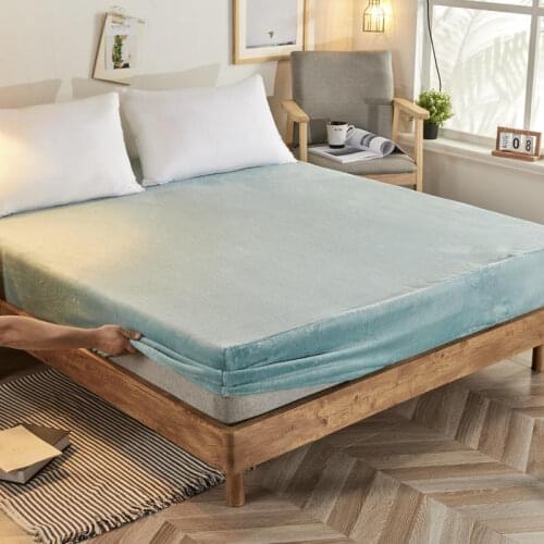Bonenjoy Flannel Elastic Sheet Single Queen King Size Soft drap de lit for Winter Velvet Bed Sheet Warm Fleece Sheets