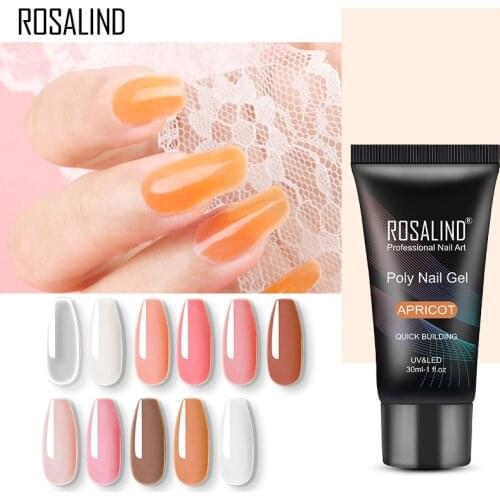 ROSALIND Pure Poly Nail Gel Builder Gel Extension Nail Art Design Soak Off Hybrid Poly nails Art Semi Permanent Gel Varnish