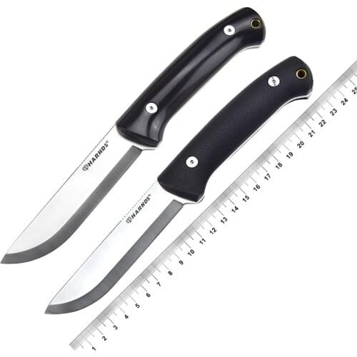 HARNDS HK4018 Forester Bushcraft Sandvik 14C28N Fixed Blade Knife G10 Ebony Handle Outdoor Survival Camping kydex Leather EDC