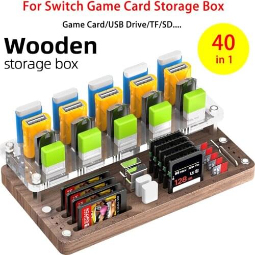 40 in 1 Game Card Wooden Storage Box For NS Switch TF/SD/USB drive/Screwdriver Multi in One Multifunctional Acrylic Stand