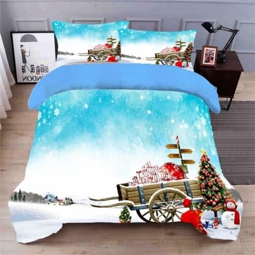 3D Ptinted Bedding set Blue sky christmas present polyester Duvet Cover Bed Set Single 4pcs Twin queen king size drop shipping