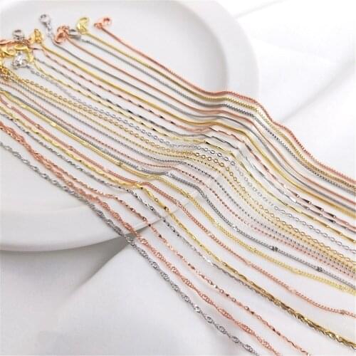 Korean chain 18K gold plated rose gold DIY clavicle chain bare chain chain O word box chain bead chain necklace