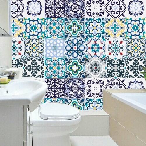 Colorful Retro Strip Tiles Wall Sticker Kitchen Stairs Door Wardrobe Decoration Wallpaper Peel & Stick Art Mural