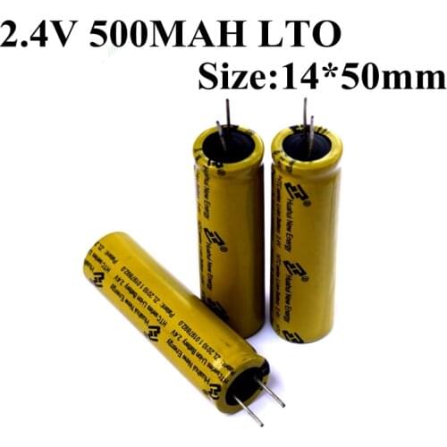 10pcs LTO 14500 2.4v 500mAh Lithium Titanate Battery Cell 20C Capacitor for Diy Pack Power Tool Long Cycle Life Fast Chage Disch