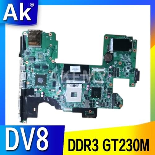Akemy 573758-001 591382-001 Laptop Motherboard For HP Pavilion DV8 MAIN BOARD DAUT8AMB8D0 PM55 DDR3 GT230M graphics