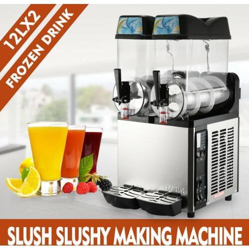 2×12L Multifunction Commercial Froze Drink Slush High/low Temperature Resistance Slushy Machine Slurpee Margarita 2 Tanks