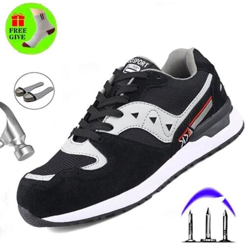 Mens Safety Shoes Steel Toe Cap Construction Protective Footwear Lightweight 3D Shockproof Work Sneaker Shoes For Men
