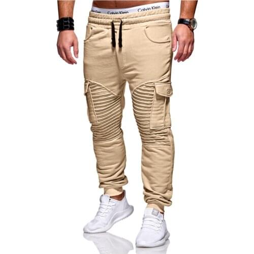 Men Joggers Sweat Pants Casual Trousers Apparel Autumn Winter New Mens Pleated Fitness Pants Many Multi-pocket Casual Pants