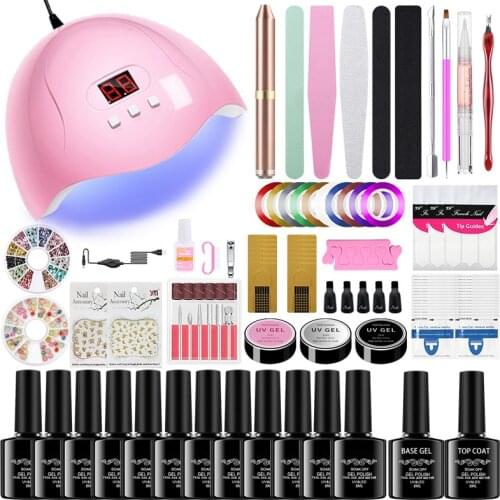 Nail Kit 36W Nail Lamp 12 Colors UV Led Gel Nail Polish Kit Manicure Art Tools Set Professional Top Base Nail Drill Machine Set