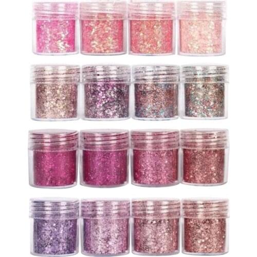 Set of 4 10ml Chunky Pink series Nail Glitter Powder Sequins Powder For Nail Art Decoration Gradient Set ultra-fine Nail Glitter