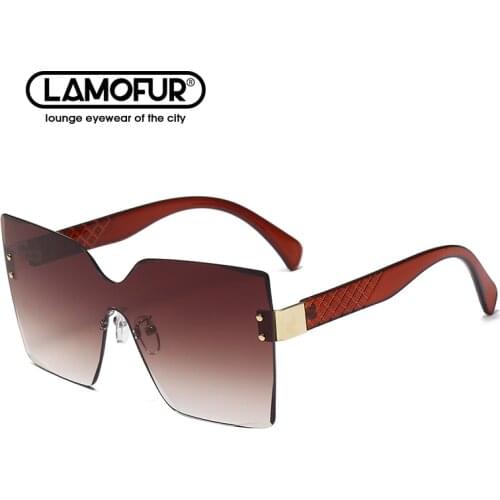 2021 New European And American Big Frame Conjoined Fashion Sunglasses Ladies Frameless Trimming Ocean Color Trend Sunglass 8236