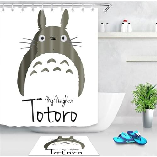New Home Decoration Cute Cartoon Totoro Shower Curtain Washable Waterproof and Mildewproof with Hook Children Gifts Hot Sale