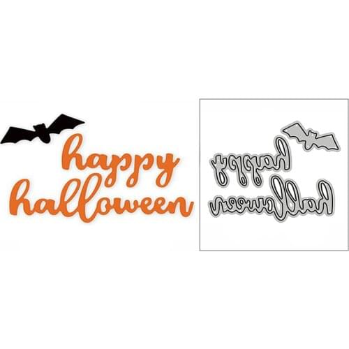 New Happy Halloween Phrase Bat 2020 Metal Cutting Dies for DIY Scrapbooking and Card Making Decor Embossing Craft No Stamps