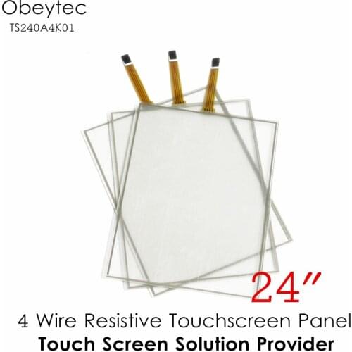 Obeytec 24" 4 Wire Resistive Touchscreen, 16:10, ITO film+ ITO Glass, highly quality, Active Area 516*322 mm, TS240A4K01