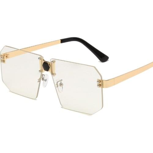 Rectangle Retro Sunglasses Women Oversized Rimless Square Sun Glasses Luxury Transparent Woman Glasses Vintage Eyewear Gafas De