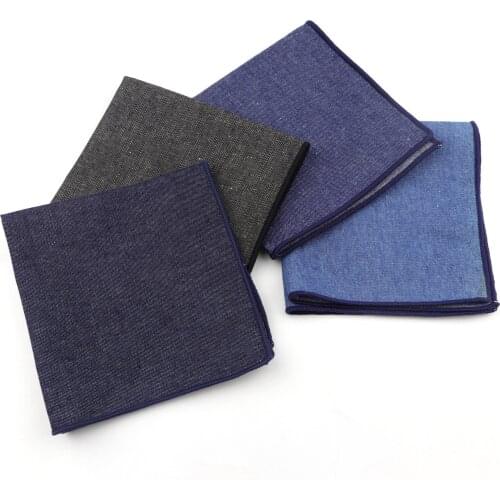 Solid Color Denim Cotton Handkerchiefs Black Blue Pocket Square Mens Casual Pockets Handkerchief Towels Wedding Hanky
