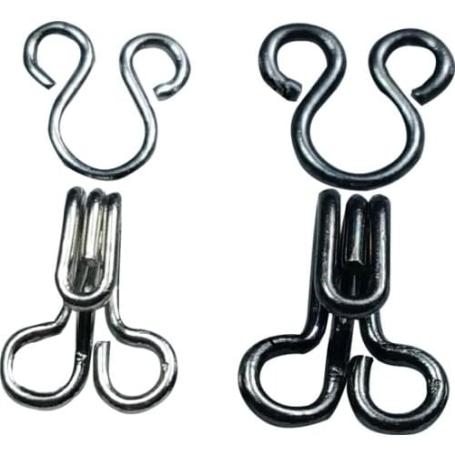 Wholesale100pairs/lot 0# - 4# metal hook + eye pant skirt bra underwear small hooks silver/black Metal black flies on a button