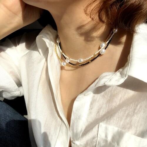 Beaded Necklace Womens Pearl Necklaces Jewelry Choker Collares Chain Streetwear Bijoux Femme Pendant Bohemian Accessories