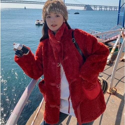 Lamb Wool Coat Female Autumn Winter Fur Jacket woman Korean Faux Fur New Warm Short Outerwear Thick fur Plush Fleece Top A057