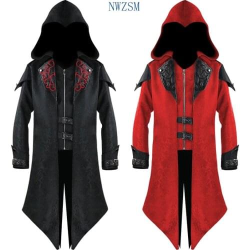 2020 New Mens Medieval Retro Jacket Gothic Frock Coat Tuxedo Halloween Formal Costume Mens Steampunk Oversize Coats S-5XL
