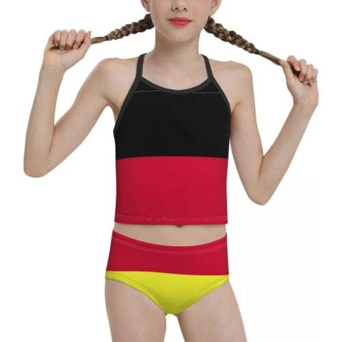 Country Beach Wear for Children young Girl Print German Flag(1) Bikini 2021 Wholesale Brand Girl Swimming Suit