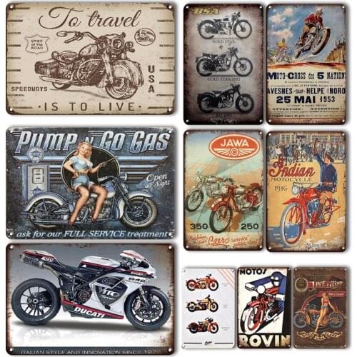 Shabby Chic Motorbike Metal Painting Vintage Motorcycle Metal Tin Sign Personalized Garage Decoration Accessories Wall Plaque