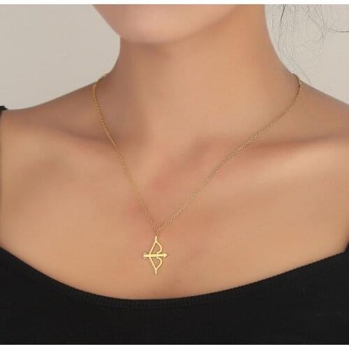 Lovely Cupids Arrow and Bow Pendant Necklaces for Girls Cartoon Arrow and Bow Charm I Love You Girlfreind Jewelry Gift