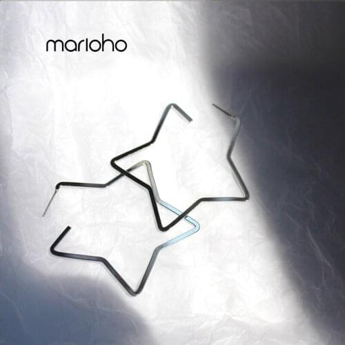 Fashion Metal Big Five-pointed Star Exaggerated Hoop Earrings Female Simple Geometric Shape Earrings Statement Jewelry Party