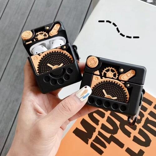 3D Mechanical gear audio cartoon Bluetooth headset Silicone case for apple airpods 1 2 Wireless charging cover for airpods pro 3