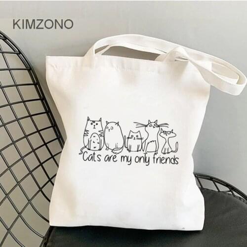 Cats shopping bag grocery canvas shopping reusable bolso shopper bag reciclaje sacola sac tissu
